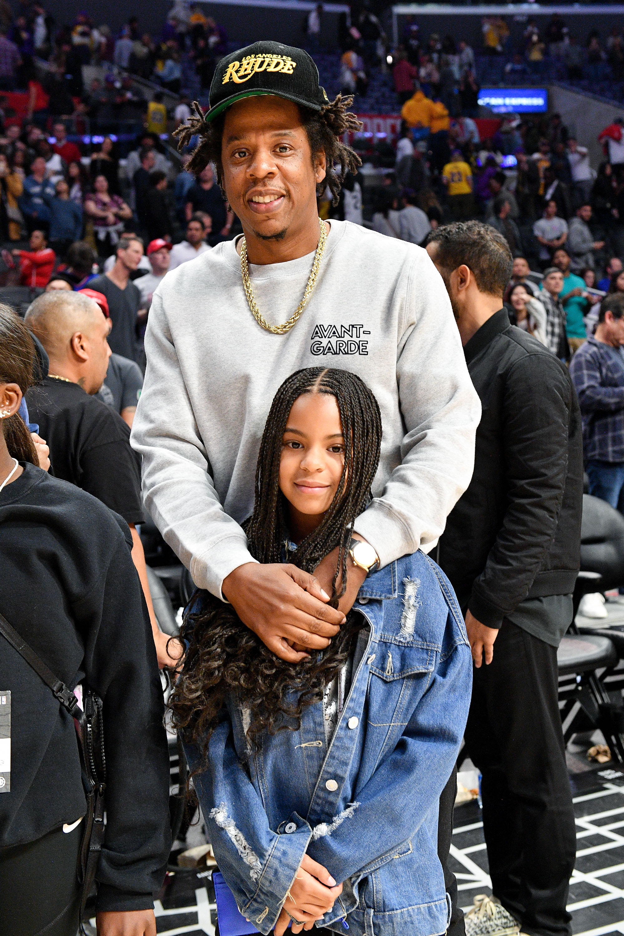 Jay-Z and Blue Ivy Carter attend a basketball game on March 8, 2020, in Los Angeles, California. | Source: Getty Images