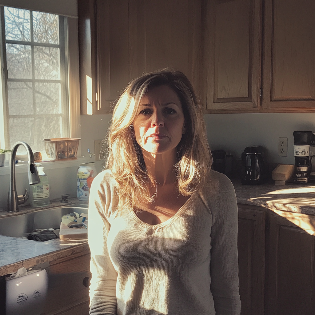 A woman standing in a kitchen | Source: Midjourney