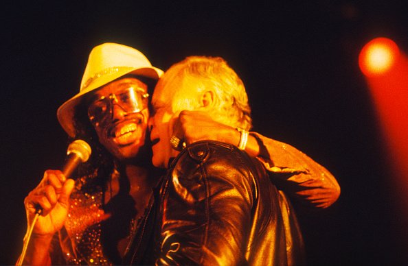 Johnny "Guitar" Watson with concert promoter Freddy Cousaert in Hof ter Lo, Antwerpen, Belgium on 29 March 1988. | Source: Getty Images