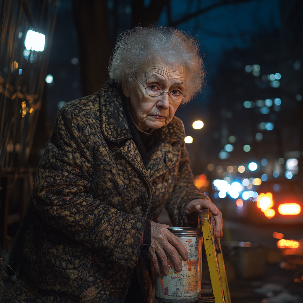 An elderly woman climbing over the fence | Source: Midjourney