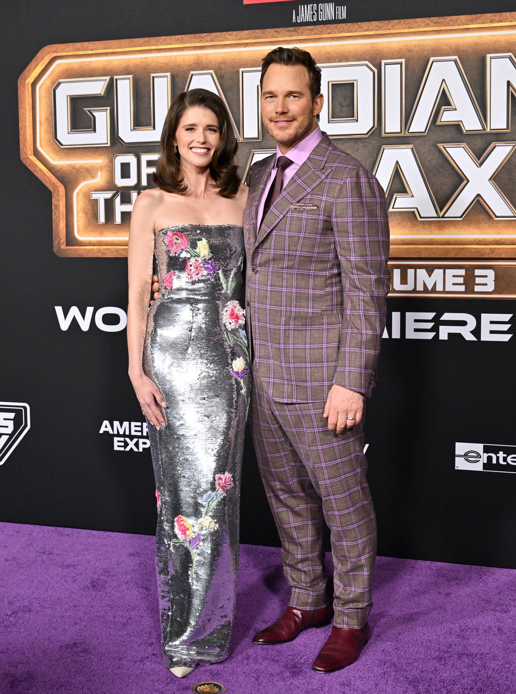 Katherine Schwarzenegger and Chris Pratt at the world premiere of Marvel Studios' "Guardians of the Galaxy Vol. 3" on April 27, 2023, in Hollywood, California. | Source: Getty Images