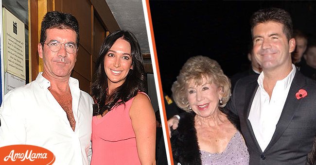 Simon Cowell in a photo smiling with his fiance Lauren Silverman. [Left] | Simon Cowell in a photo with his mom at an event. [Right] | Photo: Getty Images