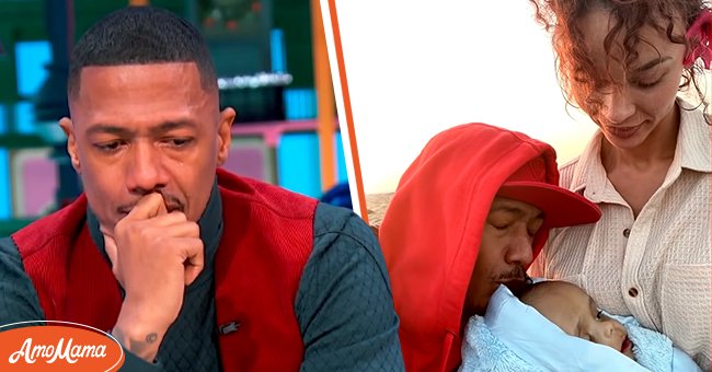 Left: Actor Nick Cannon Right: Cannon with Alyssa Scott and their baby, Zen | Photo: YouTube/Nick Cannon