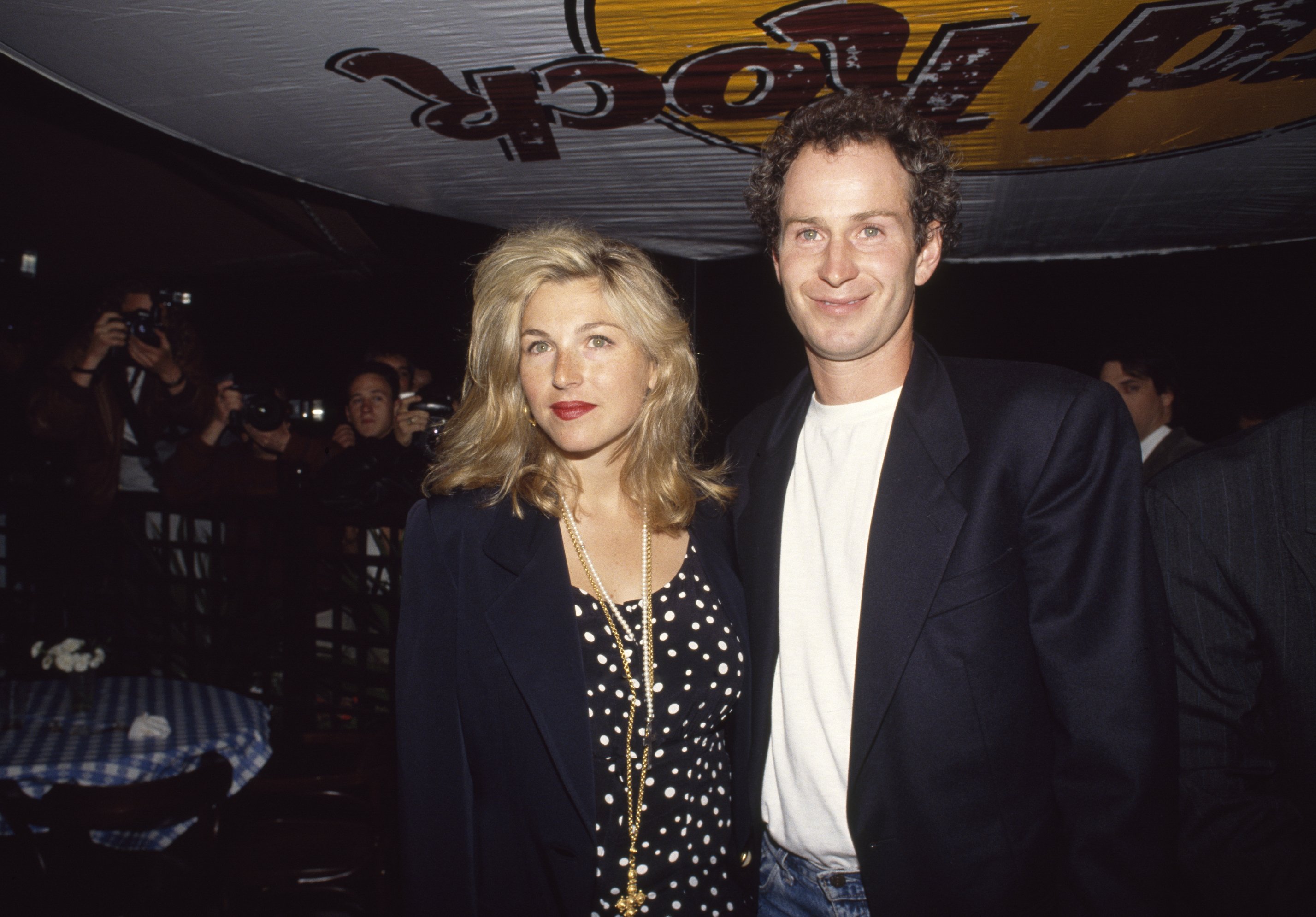 John McEnroe and Tatum O'Neal during the US Open Players' Party at the Hard Rock Cafe in New York, USA circa September 1990. | Photo by Professional Sport/Popperfoto via Getty Images