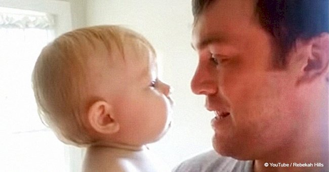 Little baby sees daddy with no beard for the first time and her response goes viral