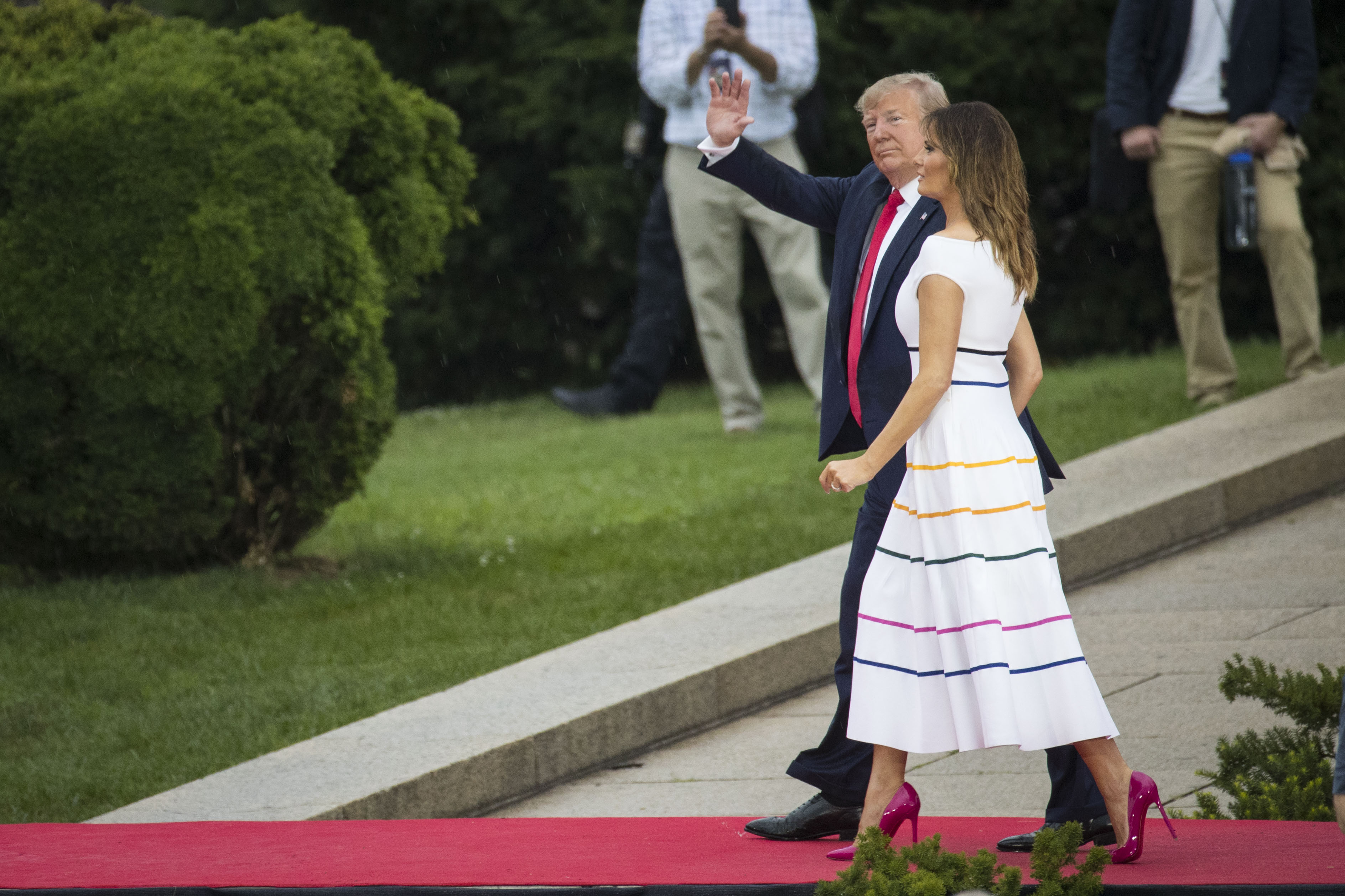 President Donald Trump and First Lady Melania Trump at the 'Salute to America' ceremony in front of the Lincoln Memorial, on July 4, 2019 in Washington, DC. | Photo: Getty Images