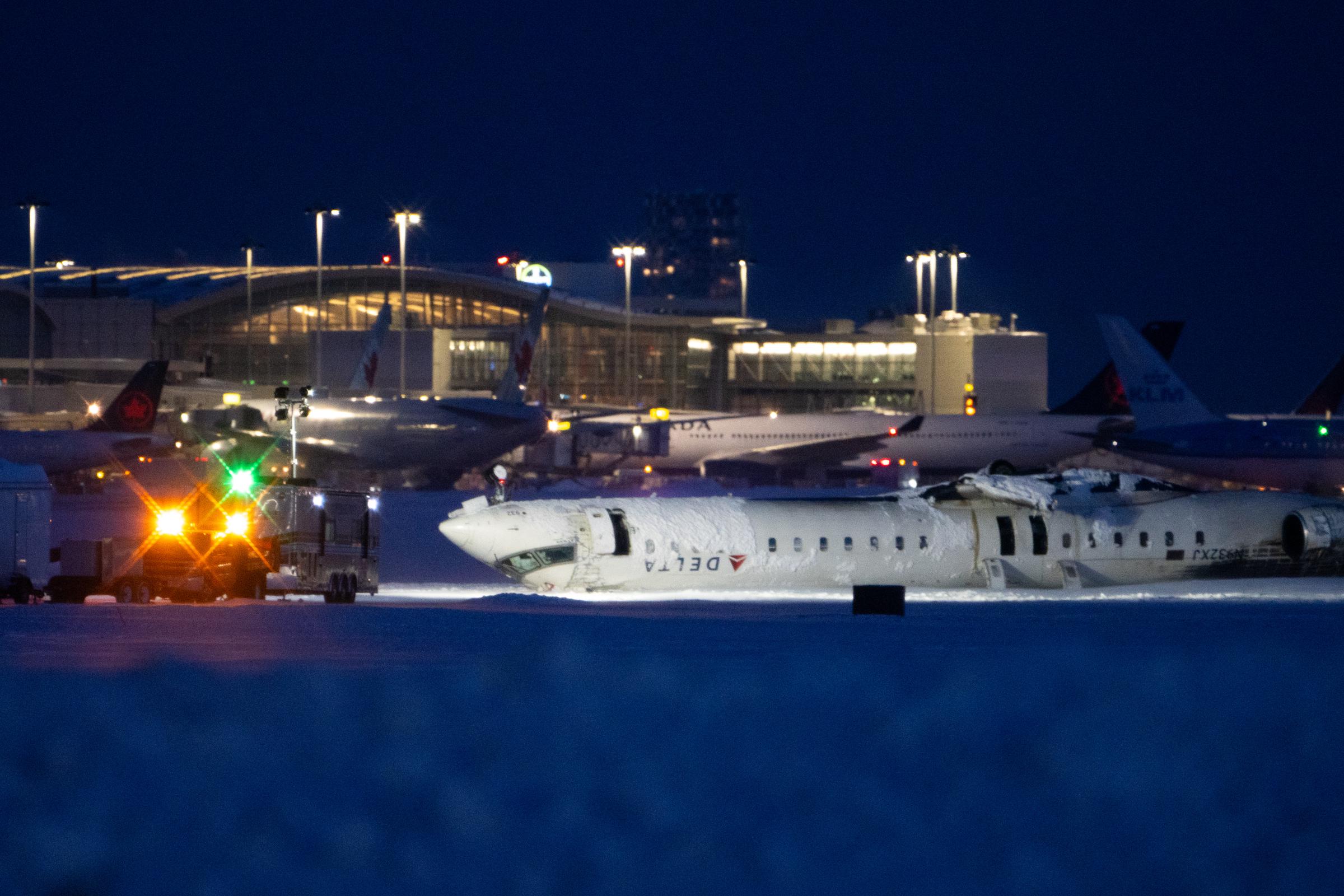 The Delta plane after it crash landed. | Source: Getty Images