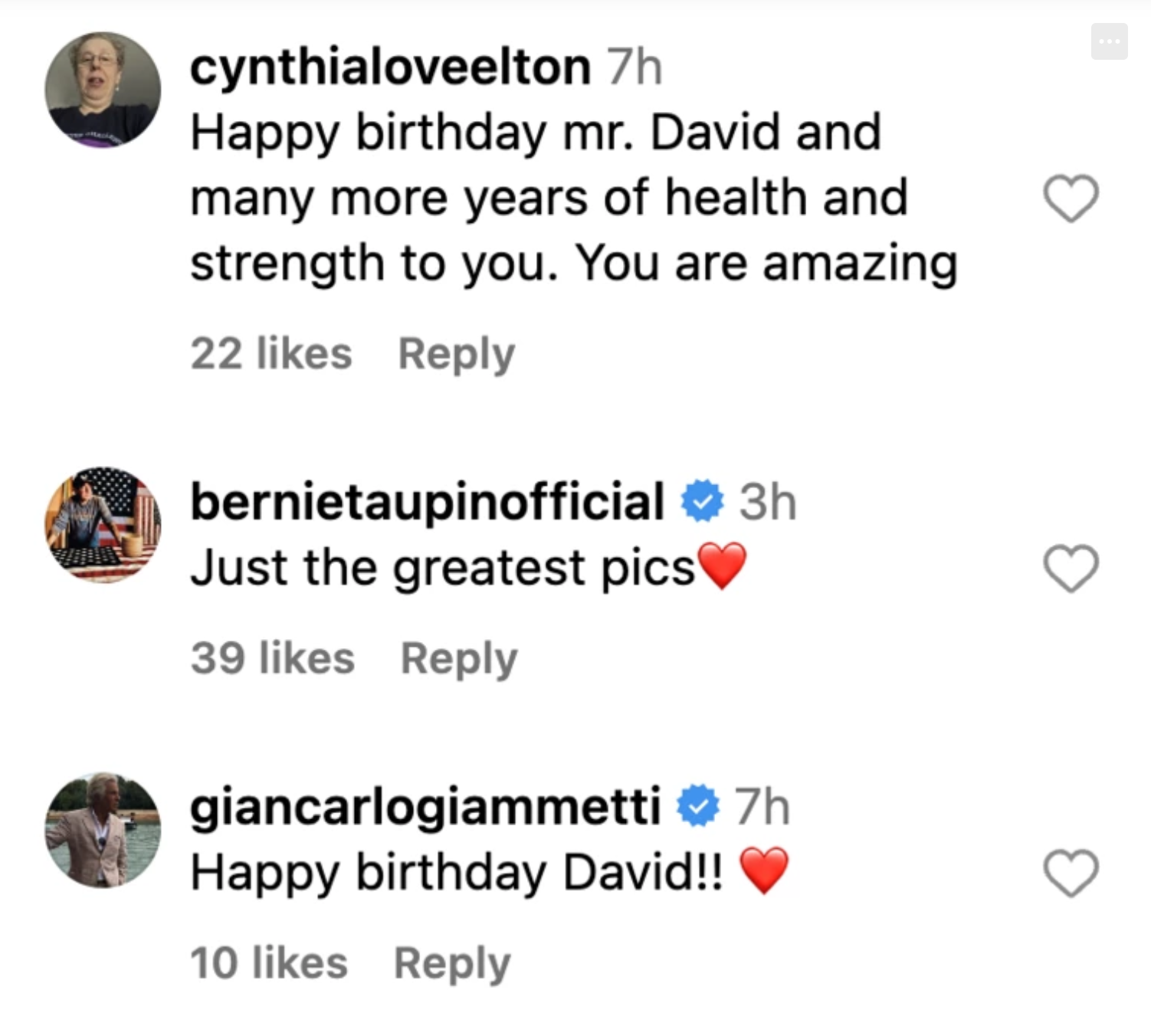 Screenshot of comments on Elton John's post. | Source: Instagram/EltonJohn