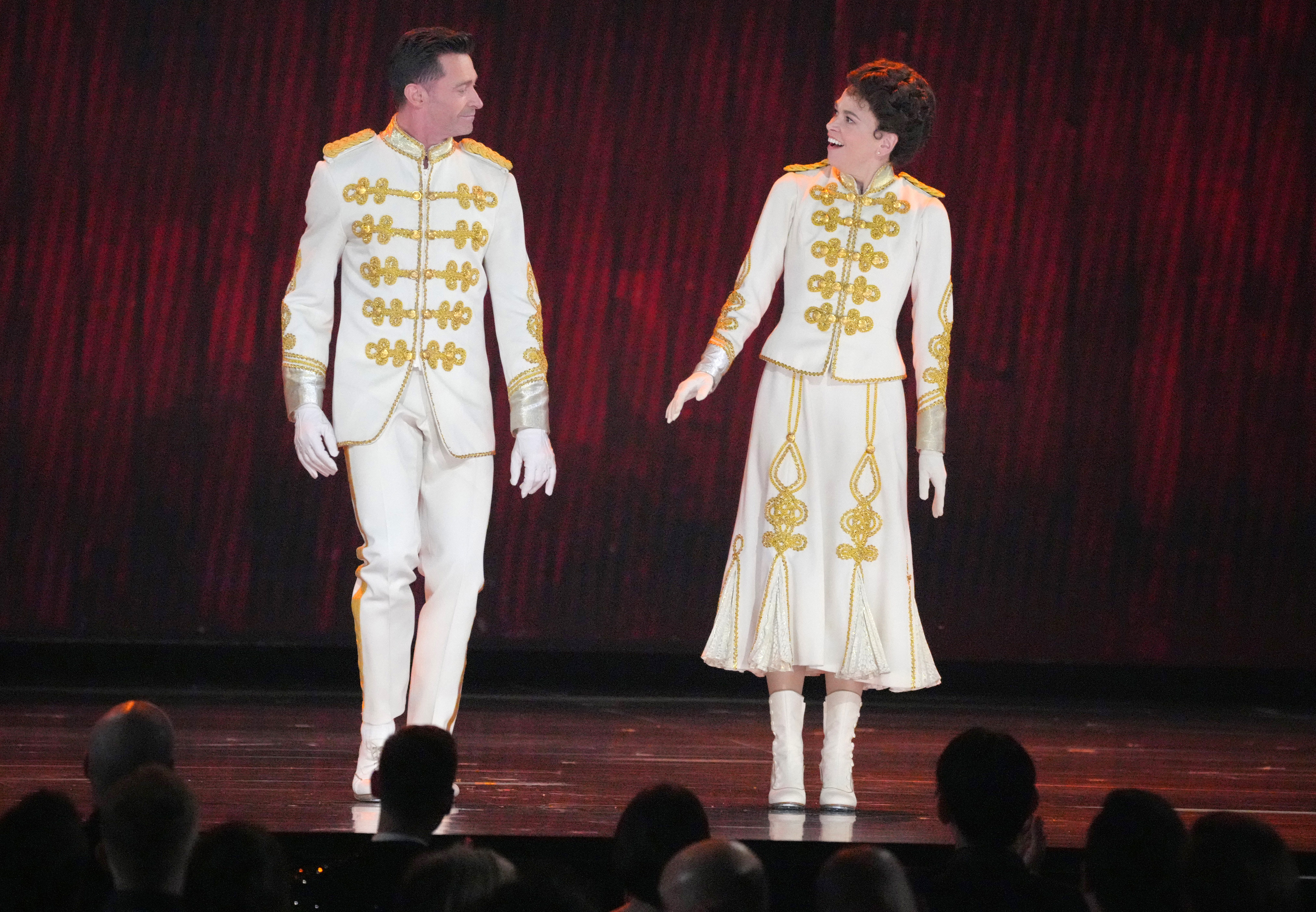 Hugh Jackman and Sutton Foster perform a number from "The Music Man," on June 12, 2022. | Source: Getty Images