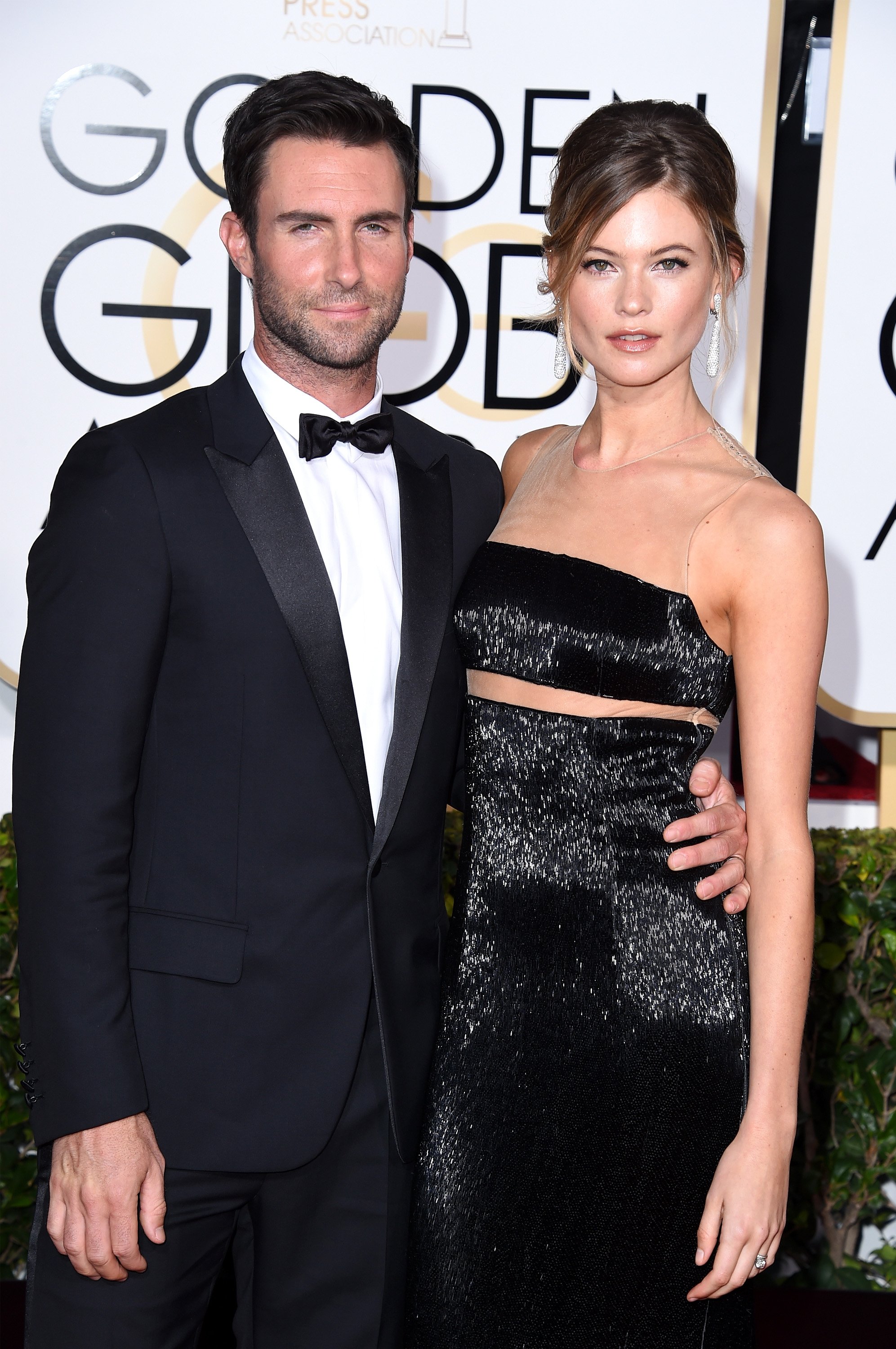 Musician Adam Levine and Behati Prinsloo attend the 72nd Annual Golden Globe Awards at The Beverly Hilton Hotel on January 11, 2015 in Beverly Hills, California | Source: Getty Images