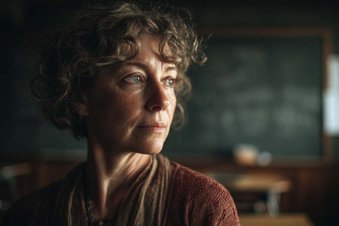 A woman standing in a classroom | Source: Midjourney