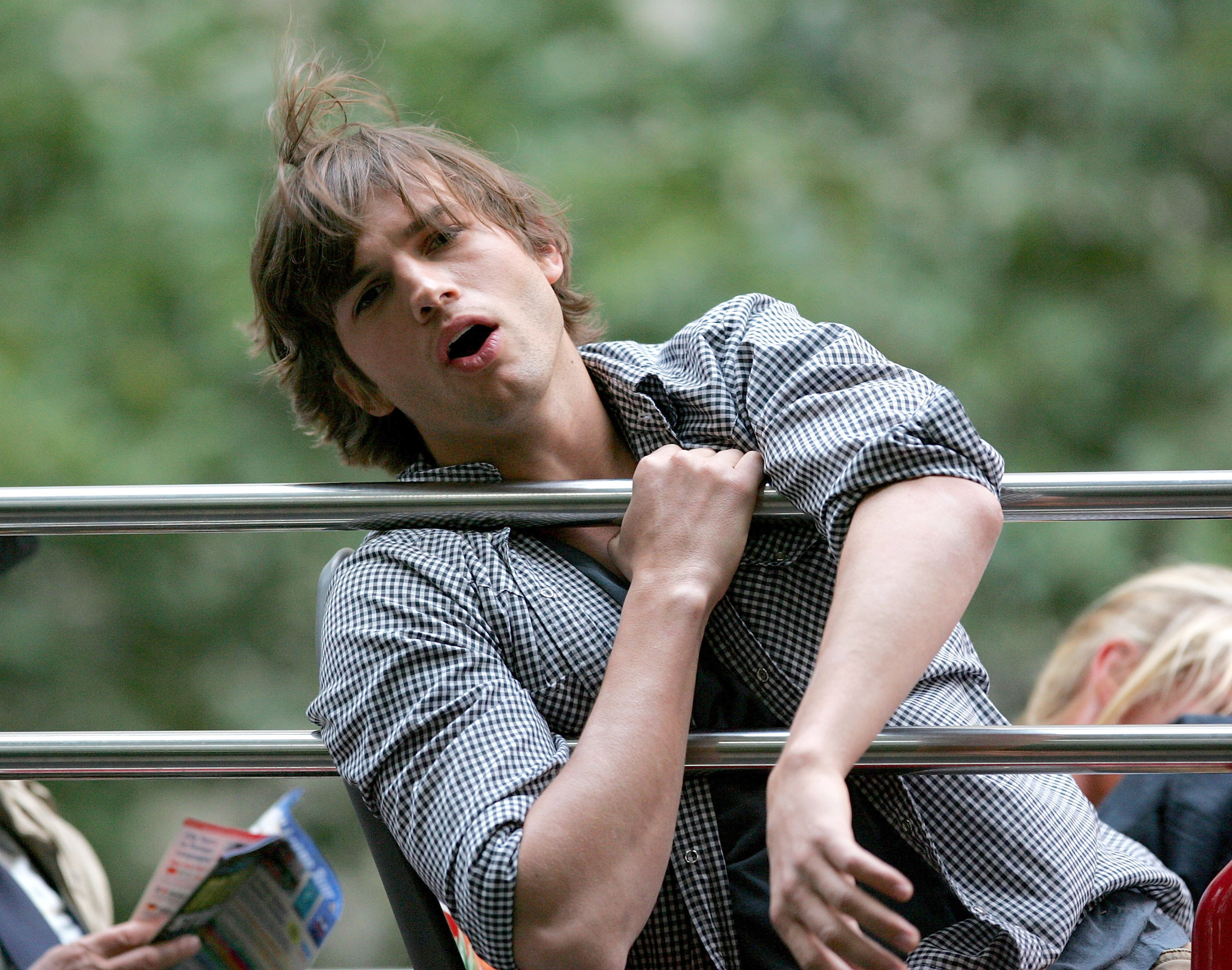 Ashton Kutcher on the set of "What Happens in Vegas" in New York City on October 2, 2007. | Source: Getty Images