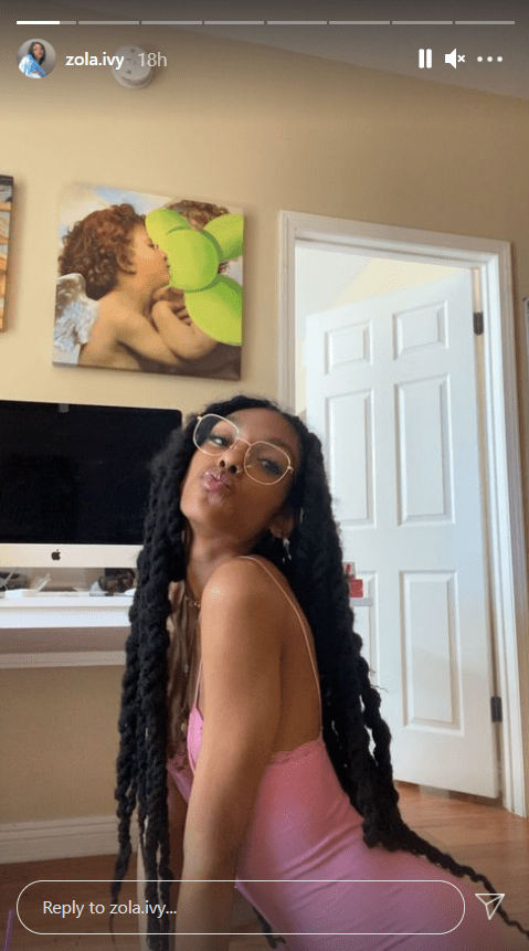 Eddie Murphy's daughter Zola shares a selfie of her pouting in pink dress and glasses. | Photo: Instagram/zola.ivy