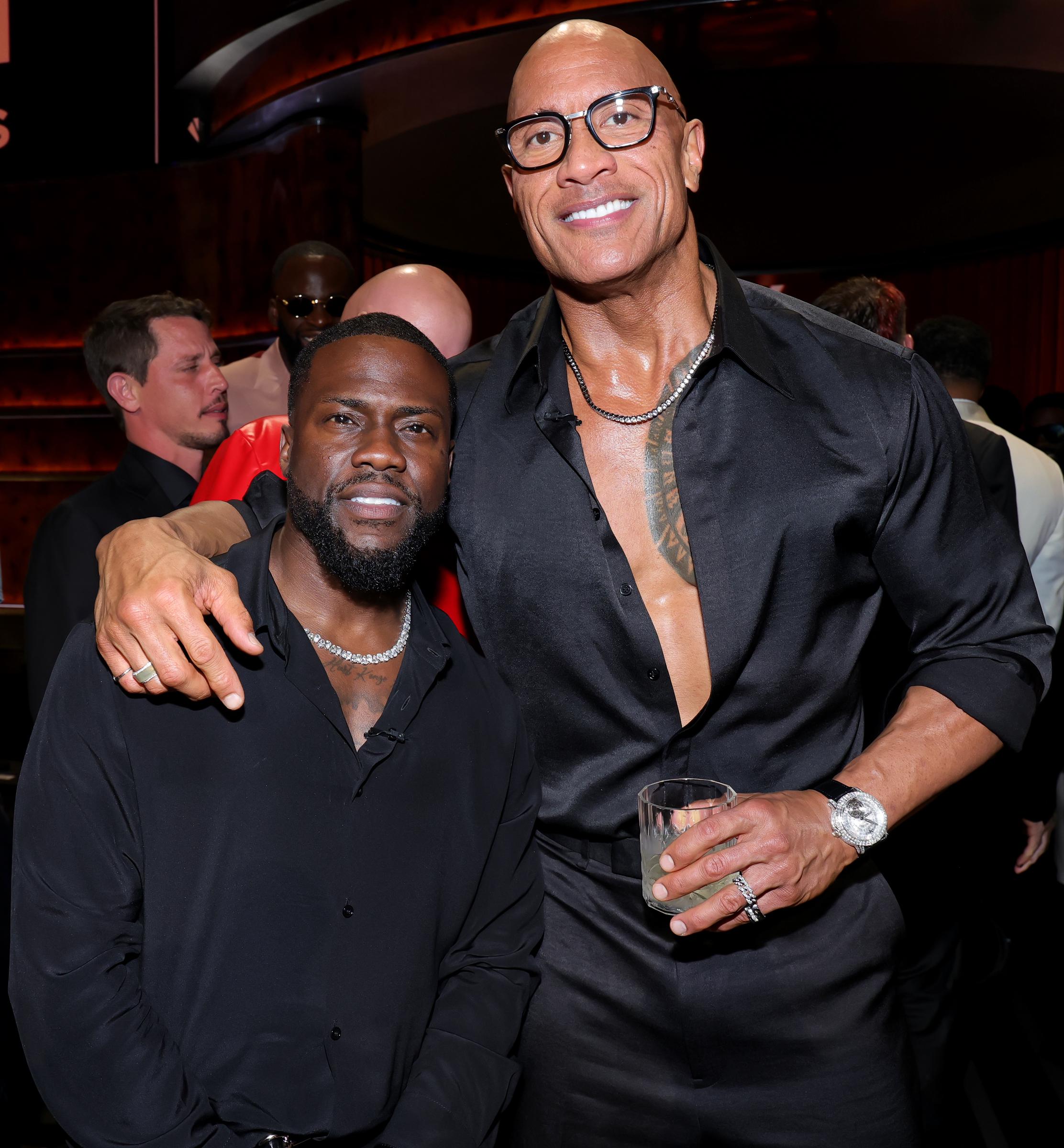 Kevin Hart and Dwayne Johnson attend Netflix Is A Joke Festival Presents: The Roast of Kevin Hart at The Kia Forum on May 10, 2026, in Inglewood, California | Source: Getty Images