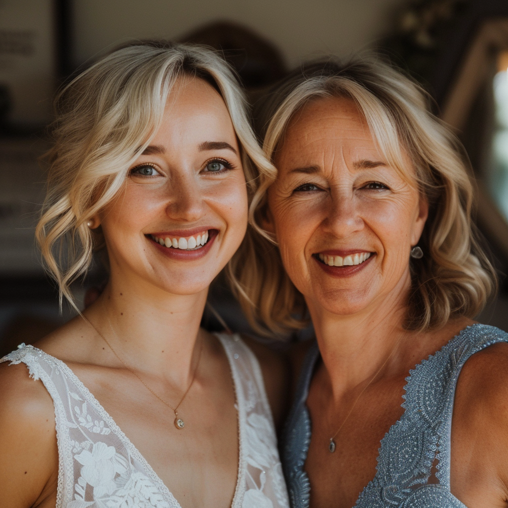 A happy bride with her mom | Source: Midjourney