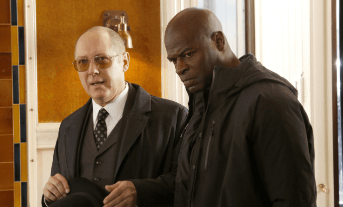 James Spader as Raymond 'Red' Reddington, and Hisham Tawfiq as Dembe Zuma on the set of "The Blacklist's" Season 4 | Source: Getty Images