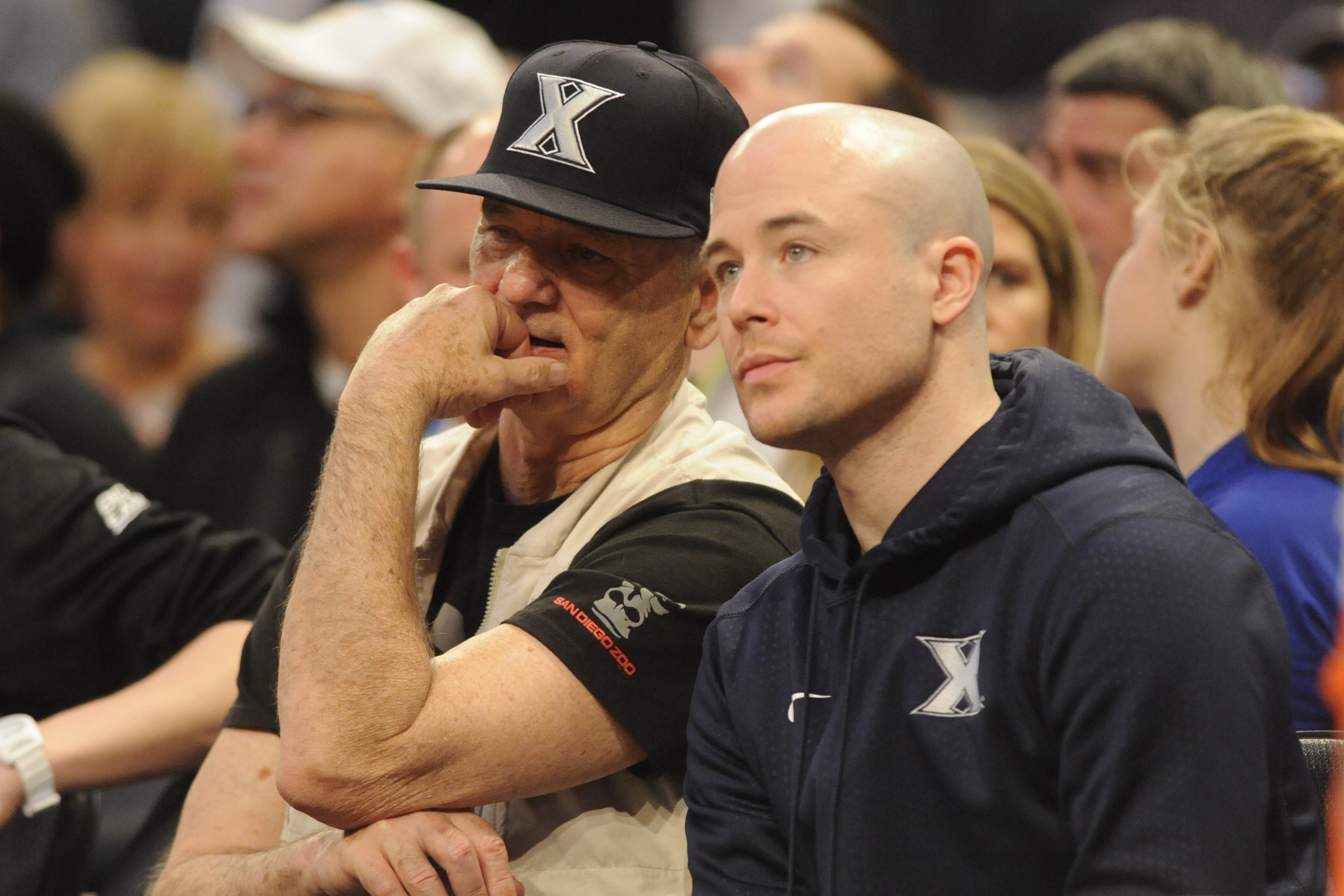 Bill Murray and Luke Murray, at a quarterfinal game between Seton Hall Pirates and Creighton Bluejays at Madison Square Garden, New York, NYC, on March 10, 2016. | Source: Getty Images