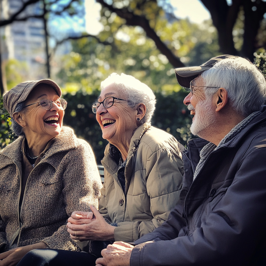 A group of elders laughing | Source: Midjourney