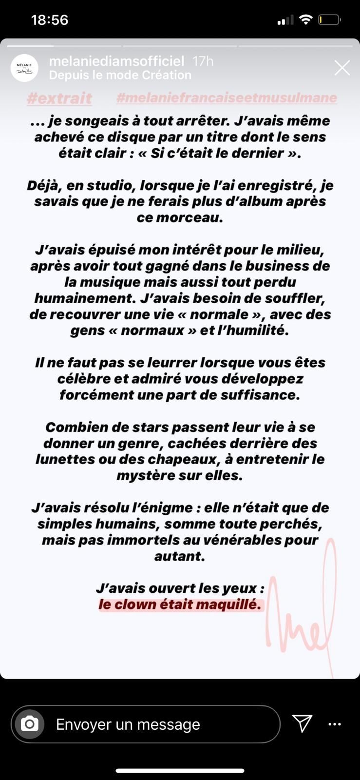 Diam's décrie l'hypocrisie des célébrités. | Source : Story Instagram Diam's Diam's décrie l'hypocrisie des célébrités. | Source : Story Instagram Diam's