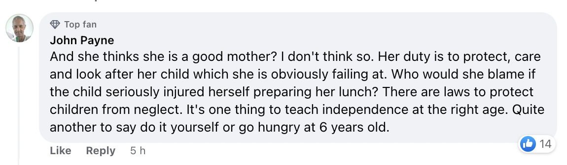 Ein Kommentar zu einem Facebook-Post über Ruby Franke und ihre Tochter. | Quelle: facebook.com/DailyMail