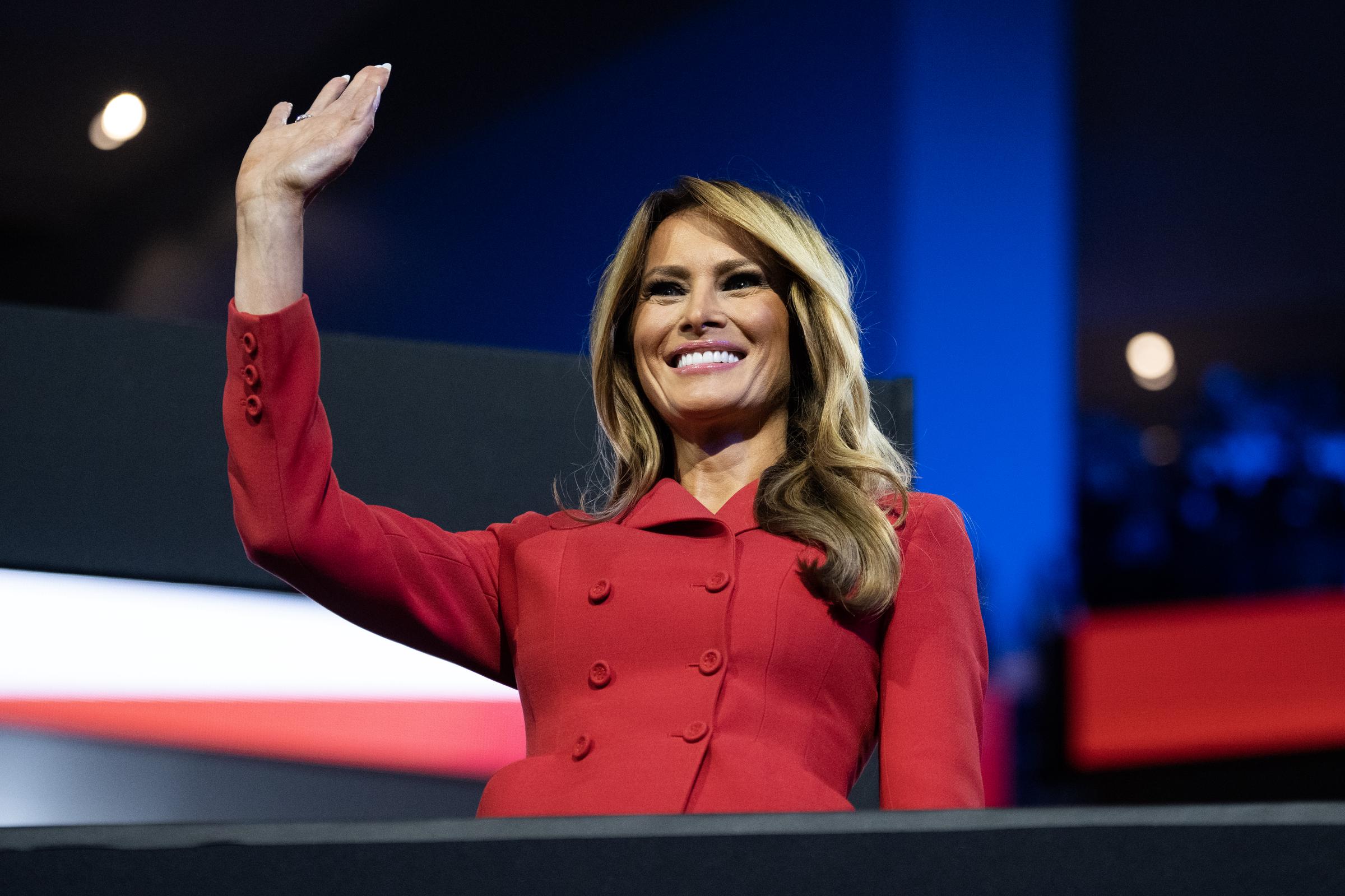 First lady Melania Trump is seen in the Fiserv Forum, on July 18, 2024 | Source: Getty Images