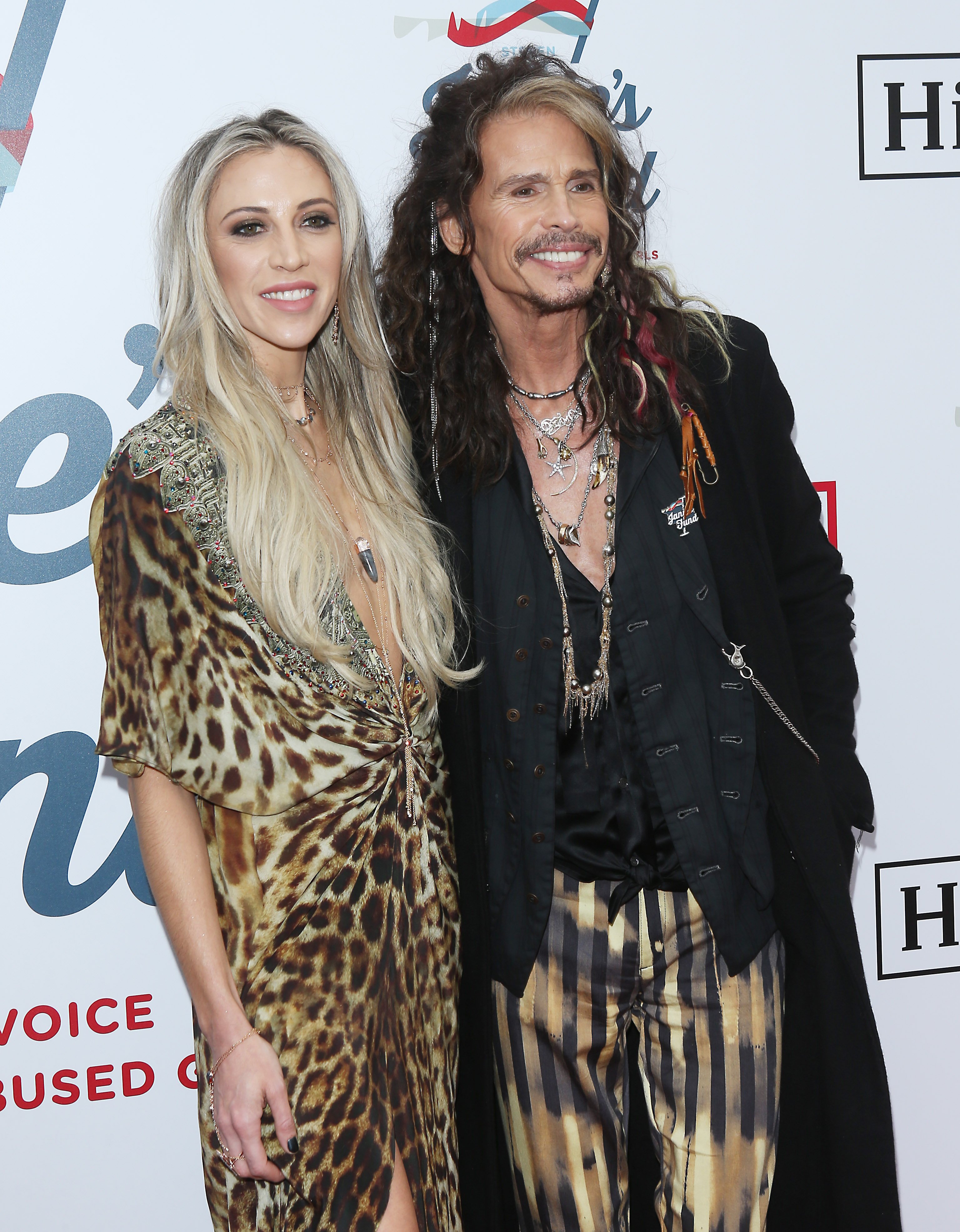 Steven Tyler and Aimee Preston attend Steven Tyler's GRAMMY Awards viewing party benefiting Janie's Fund held at Raleigh Studios on February 10, 2019, in Los Angeles, California. | Source: Getty Images.