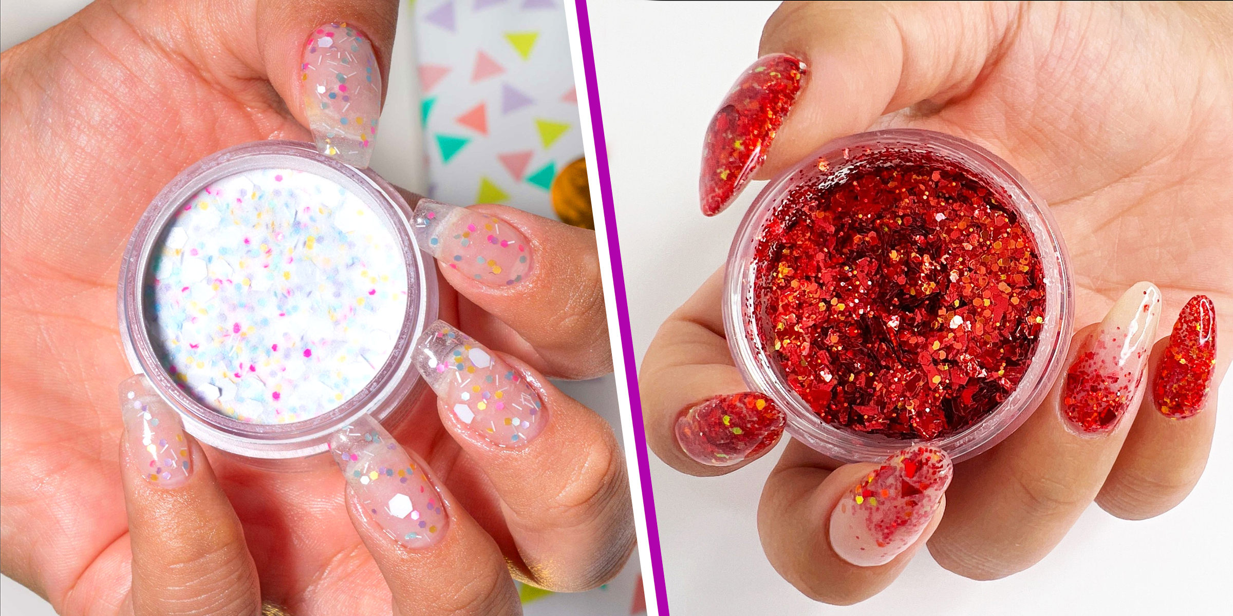 Glitter powder dip nails | Source: Getty Images