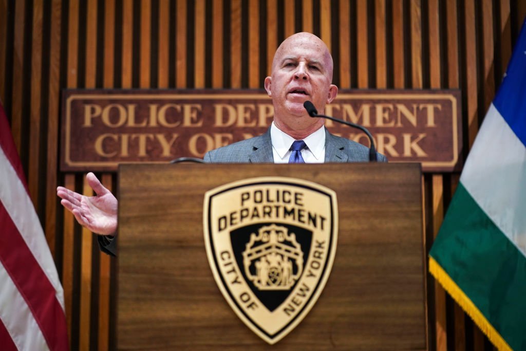 New York City Police Commissioner James O'Neill speaks during a press conference to announce the termination of officer Daniel Pantaleo in New York City | Photo: Getty Images