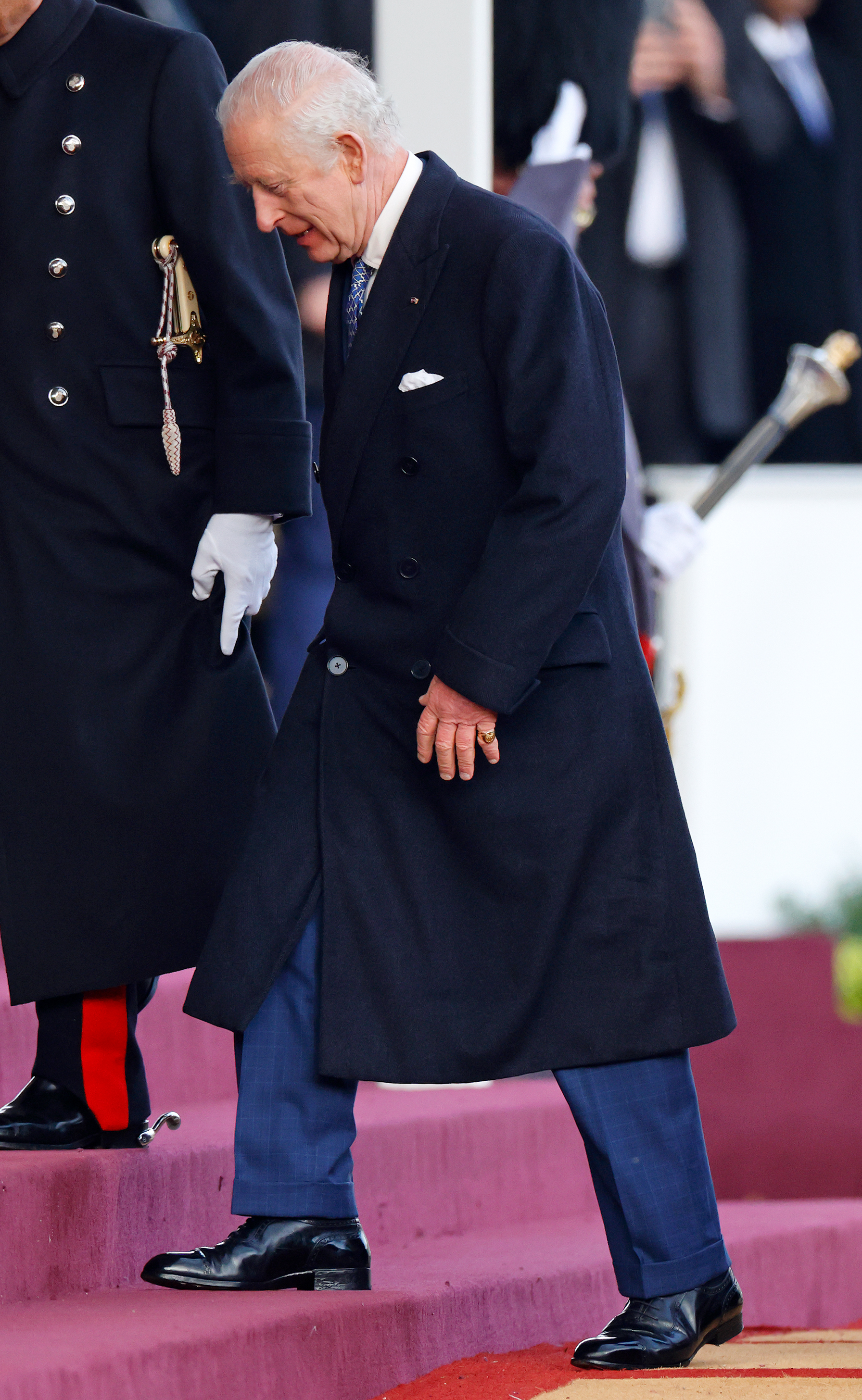 King Charles III attends the Ceremonial Welcome, at Horse Guards Parade, for the The Amir of the State of Qatar on day one of his State Visit to the United Kingdom on December 3, 2024, in London, England. | Source: Getty Images