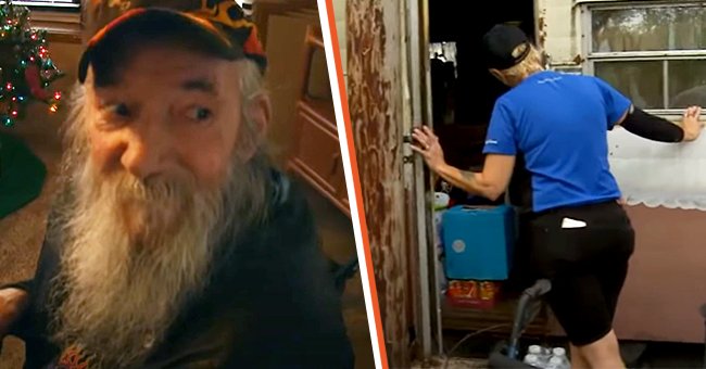 [Left] Lee Haase is stunned when he sees his new home; [Right] Domino's delivery driver checks up on a customer. | Source: youtube.com/Humankind