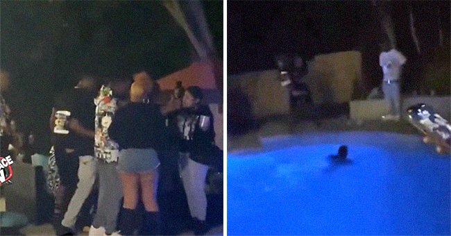 Partygoers throw a man into the pool because he asked them to turn down their music | Photo: Reddit
