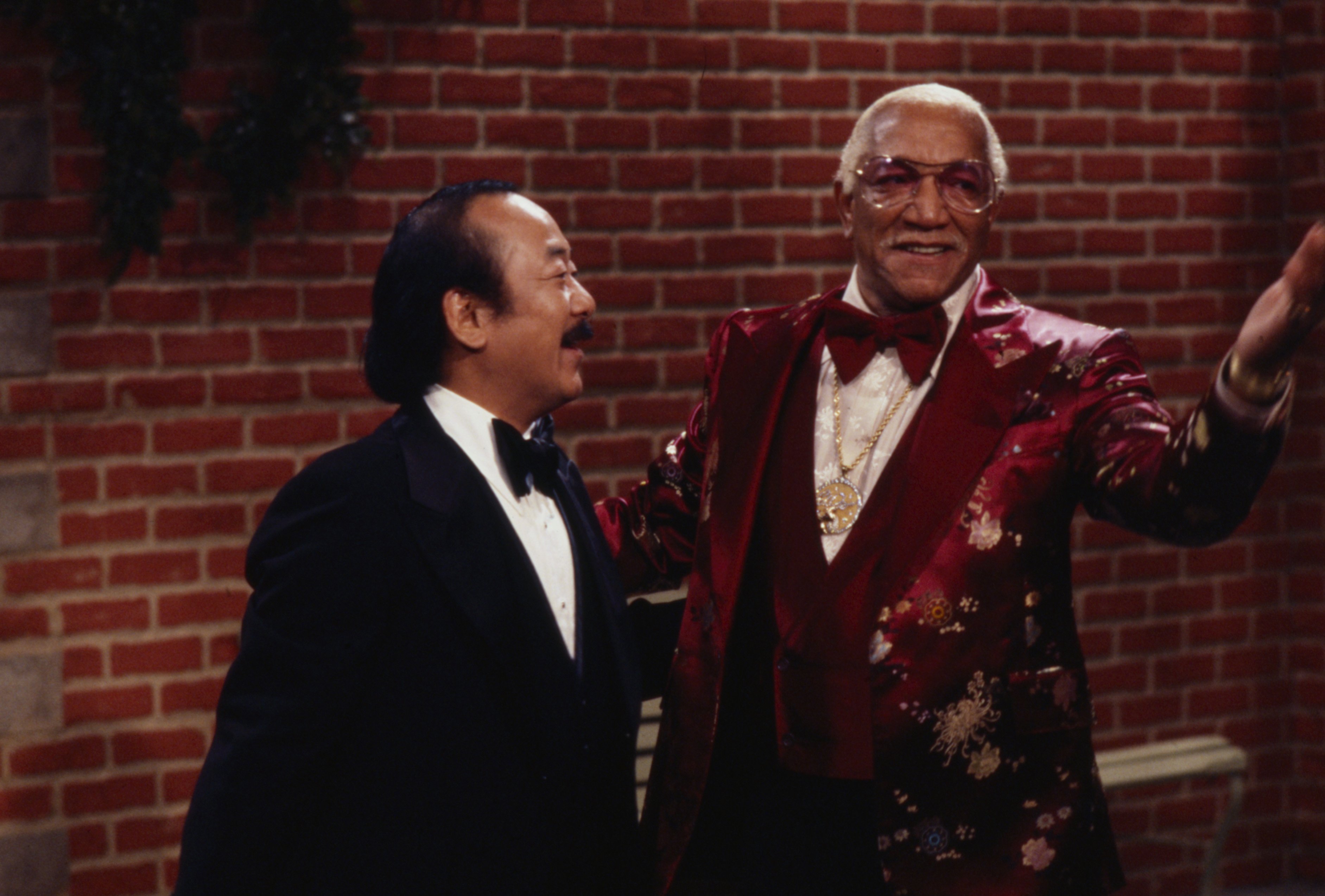 Pat Morita and fellow comedian Redd Foxx appearing in a sketch on the ABC TV series "The Redd Foxx Comedy Hour," in 1977. | Source: Getty Images