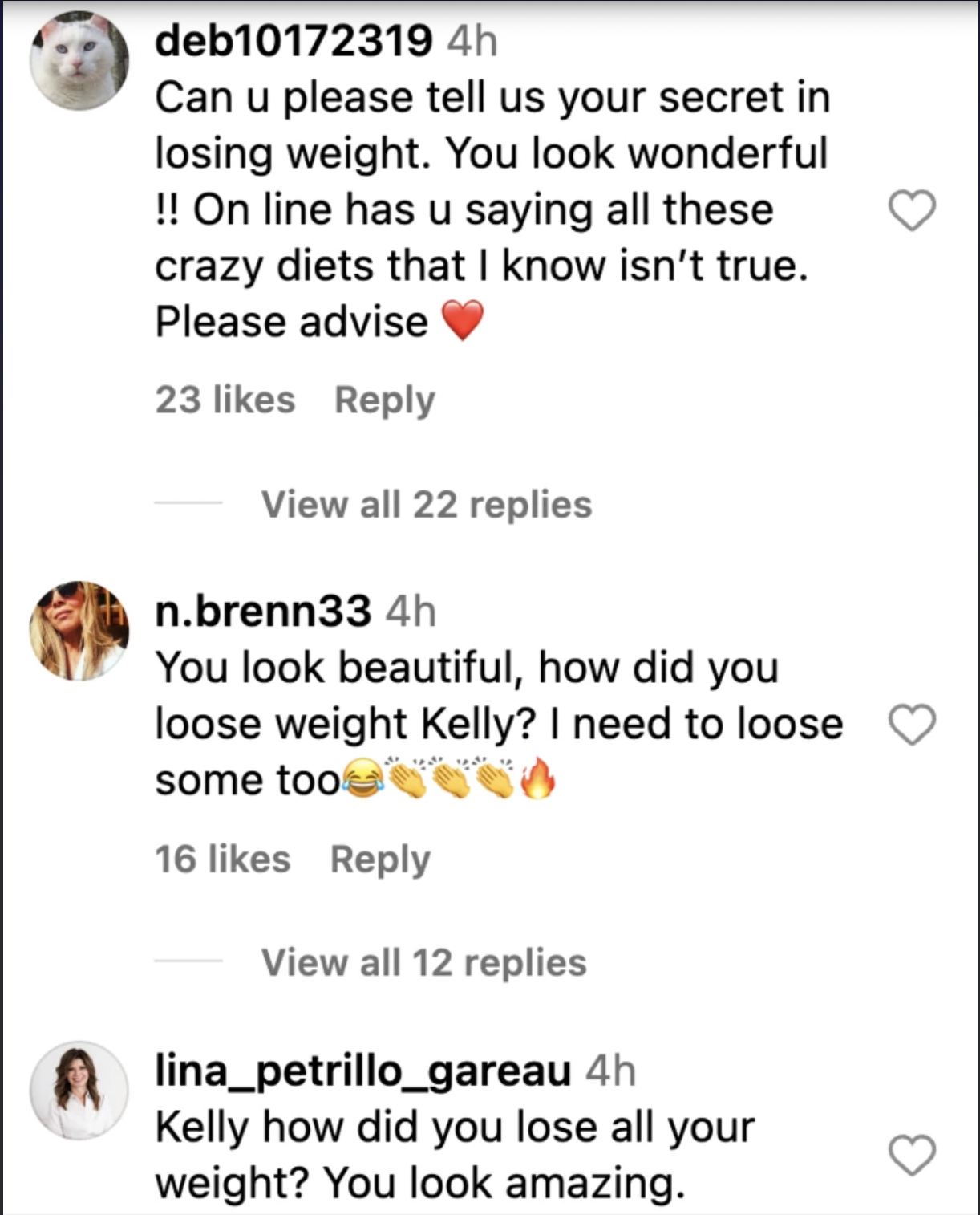 Screenshot of comments on Kelly Clarkson's Instagram post. | Source: Instagram/KellyClarkson