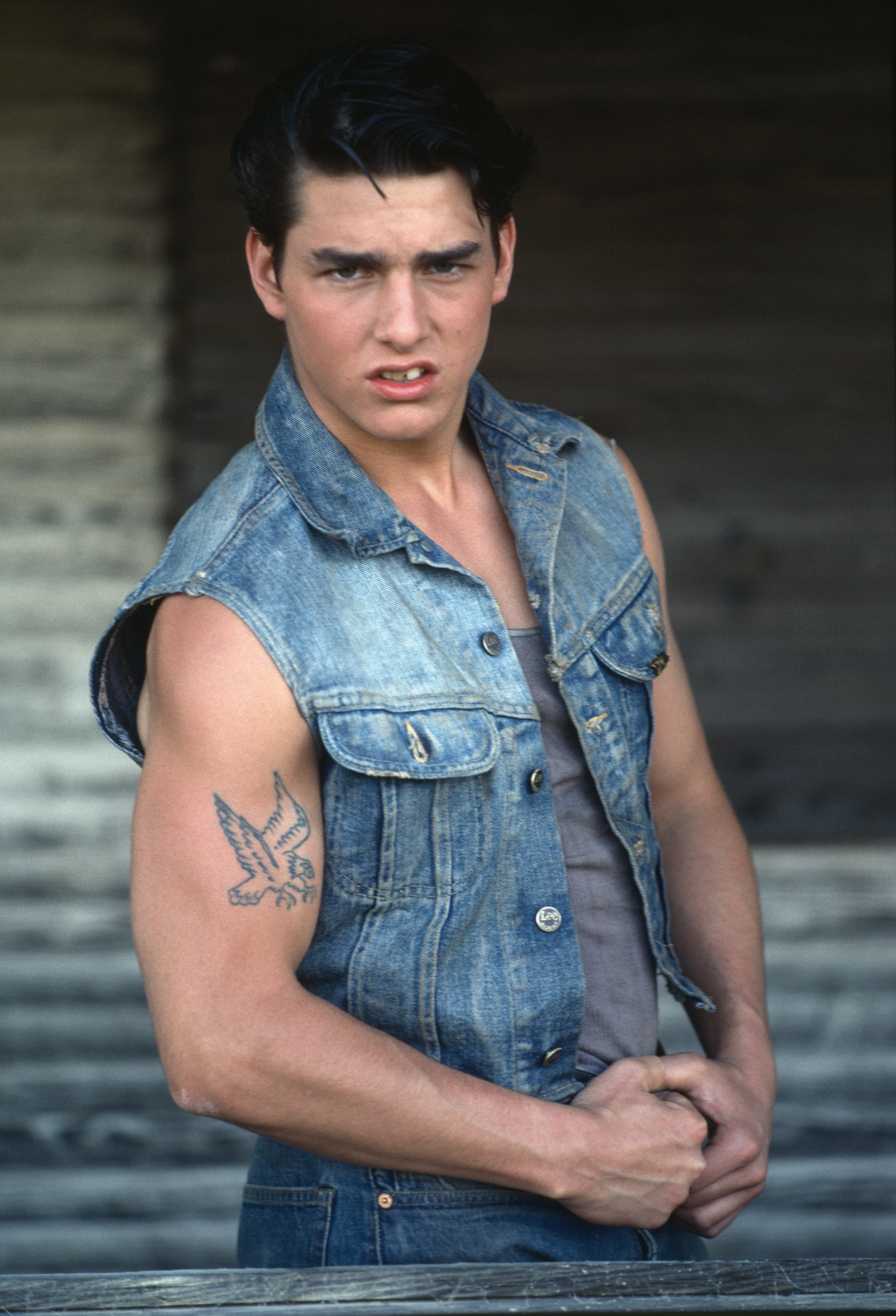 Tom Cruise on the set of the film "The Outsiders" in 1982. | Source: Getty Images