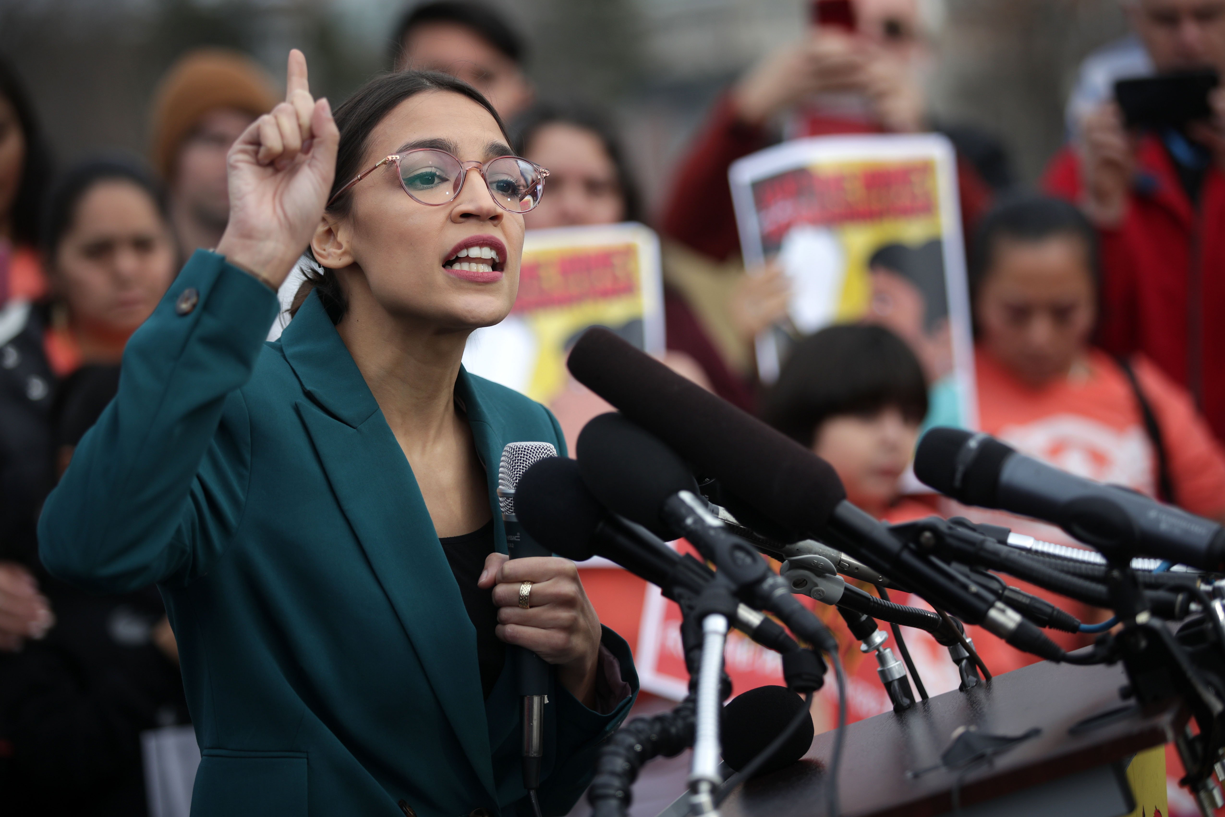 U.S. Rep. Alexandria Ocasio-Cortez speaks during a news conference at the U.S. Capitol | Photo: Getty Images