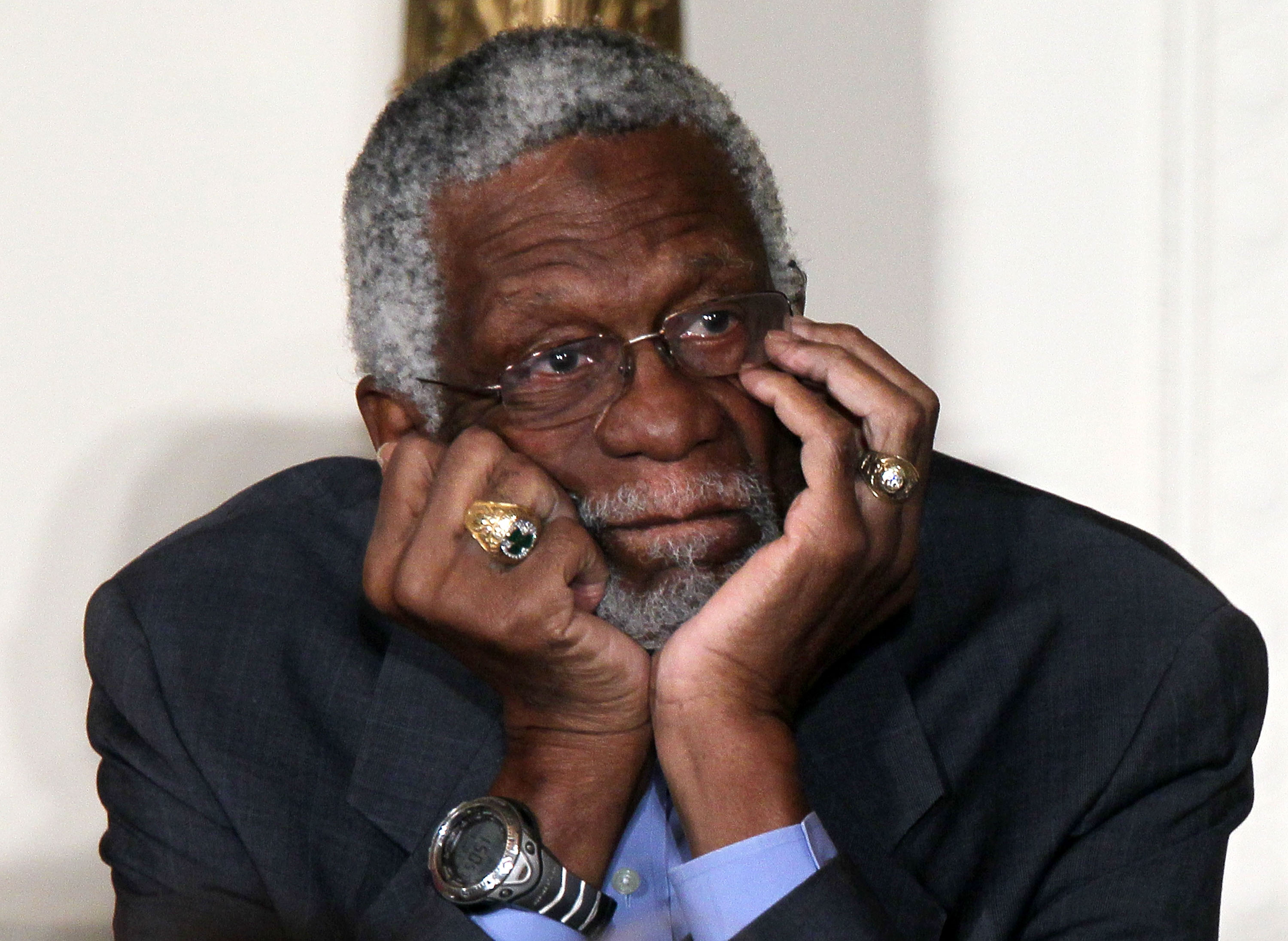 Bill Russell listens during the 2010 Medal of Freedom presentation ceremony at the East Room of the White House on February 15, 2011, in Washington, DC. | Source: Getty Images