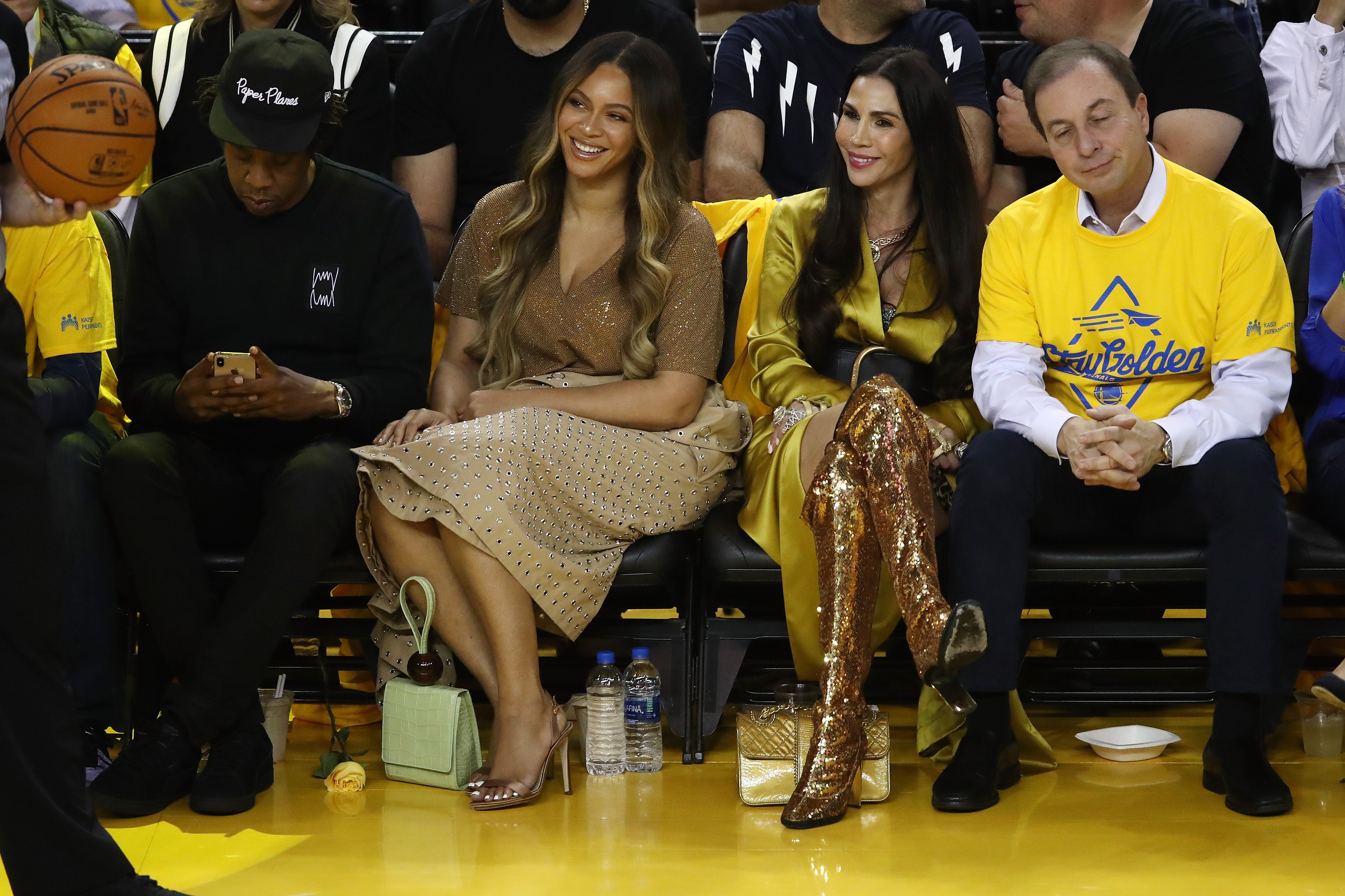 Jay-Z, Beyonce, Nicole Curran & Joseph Lacob at Game Three of the 2019 NBA Finals between the Golden State Warriors and the Toronto Raptors on June 05, 2019 in Oakland, California. | Photo: Getty Images