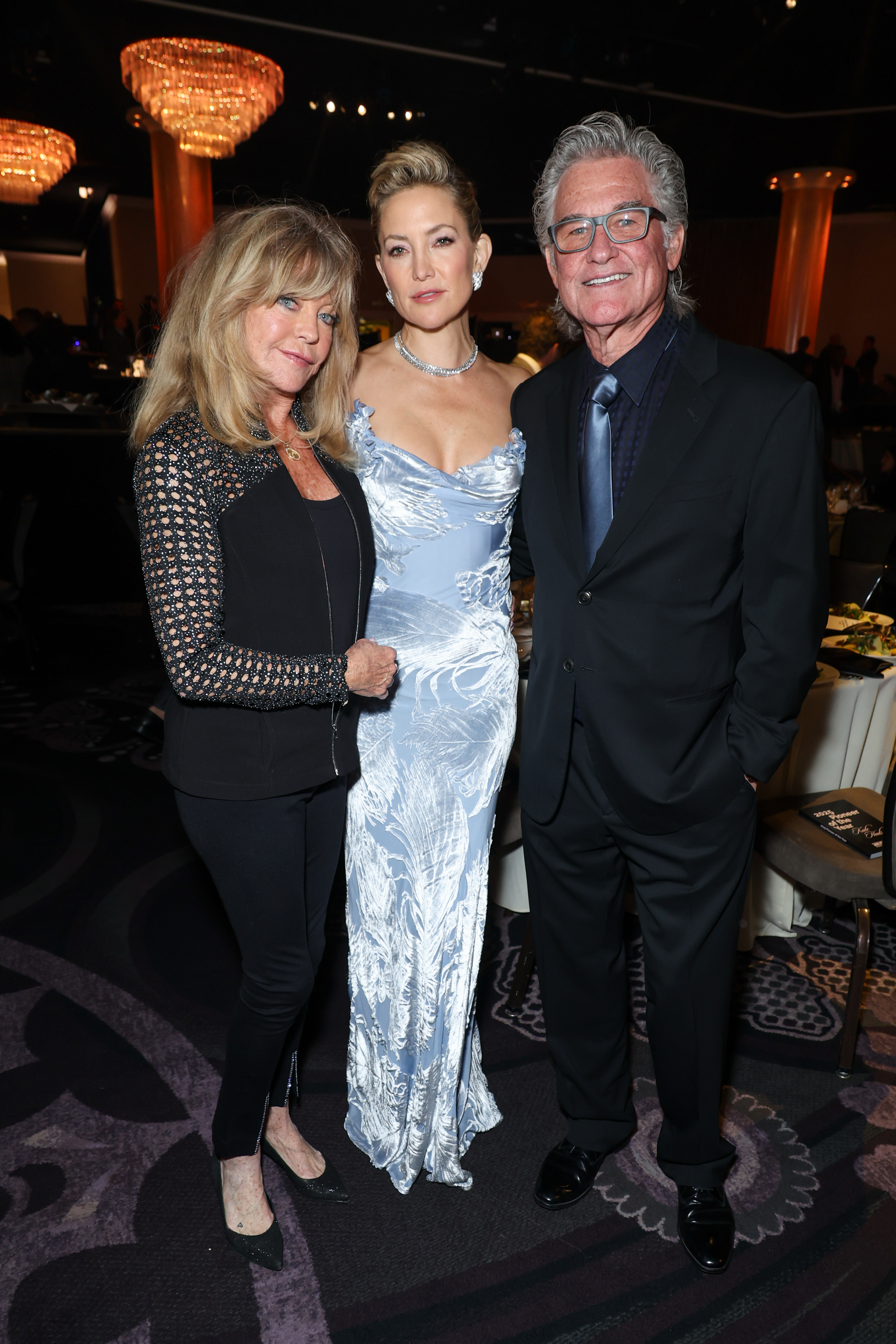 Goldie Hawn, Kate Hudson, and Kurt Russell at the Will Rogers Motion Picture Pioneers Foundation's Pioneer Dinner honoring Hudson in Beverly Hills, California on October 8, 2025. | Source: Getty Images