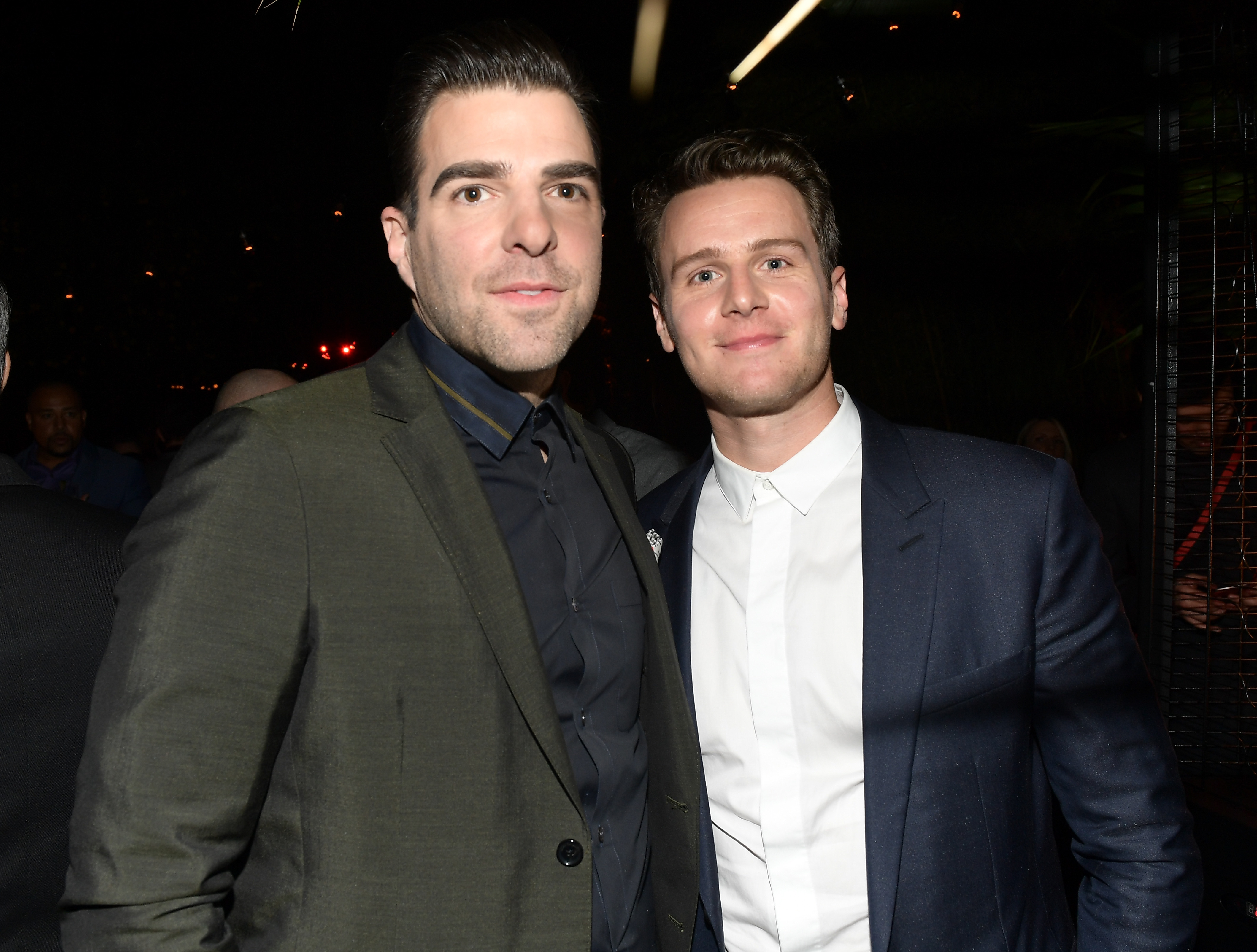 Zachary Quinto (L) and Jonathan Groff attend the 2017 GQ Men of the Year party at Chateau Marmont, on December 7, 2017, in Los Angeles, California. | Source: Getty Images