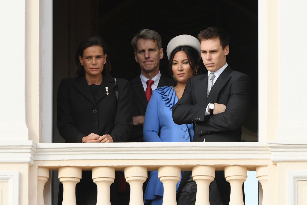 Princess Stephanie of Monaco, Marie Chevallier and Louis Ducruet pose at the Palace balcony during the Monaco National Day Celebrations. | Source: Getty Images