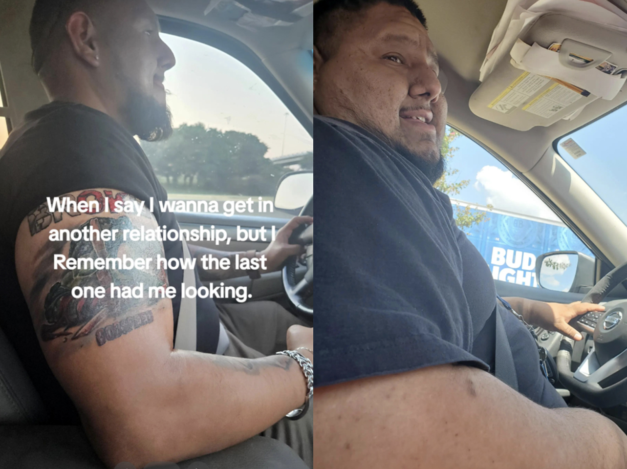 A TikToker's before-and-after photos: single vs. in a relationship. | Source: TikTok/junior05ws