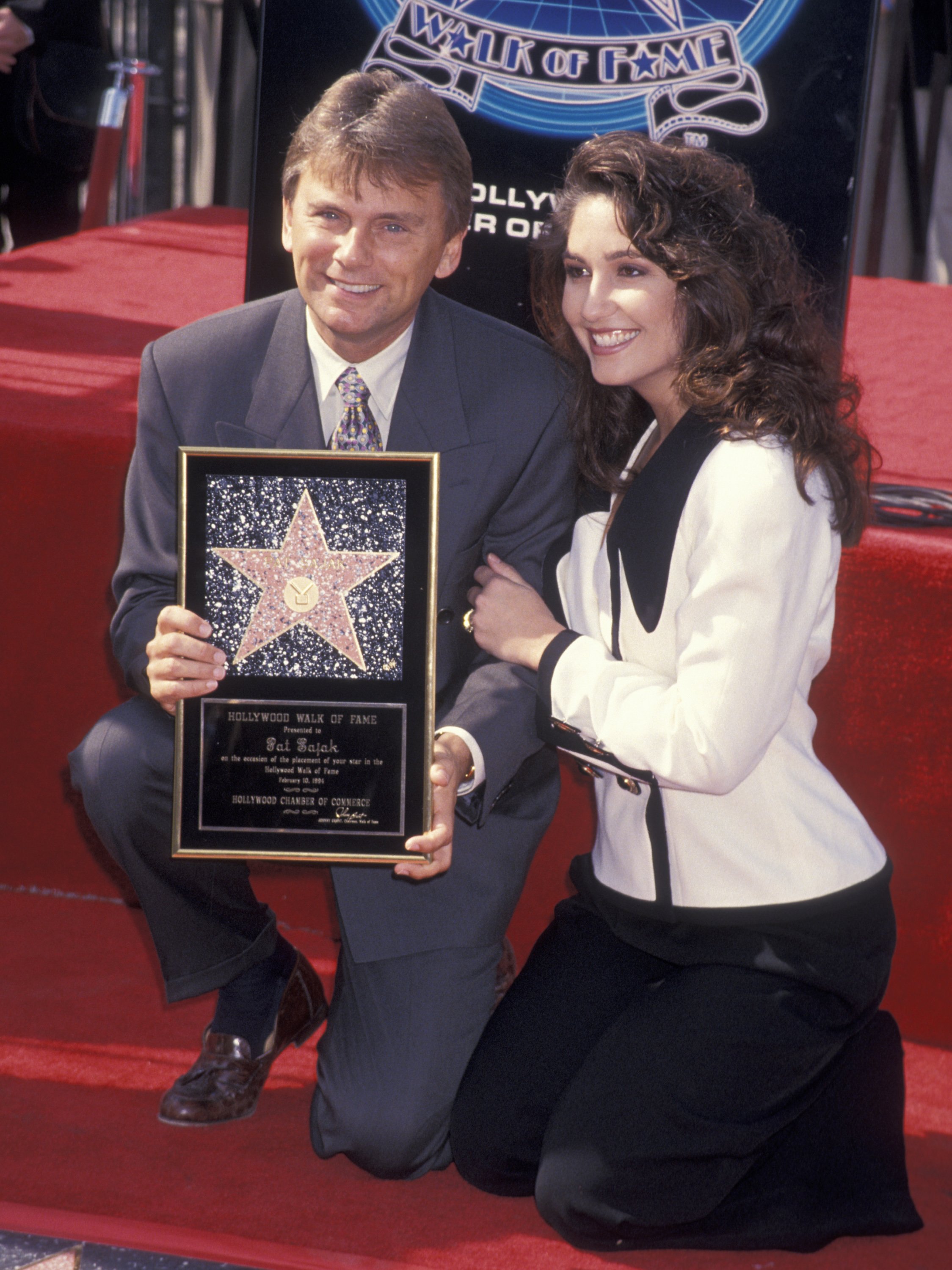 Pat Sajak and Lesly Brown at the "Pat Sajak Receives Walk of Fame Star" on February 10, 1994, at the Hollywood Walk of Fame in Hollywood, California. | Source: Getty Images
