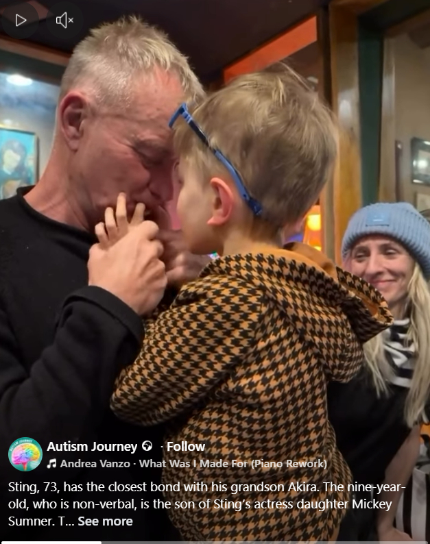 Sting shares a tender moment with his grandson Akira, in a video shared in June 2025. | Source: Facebook/Autism Journey