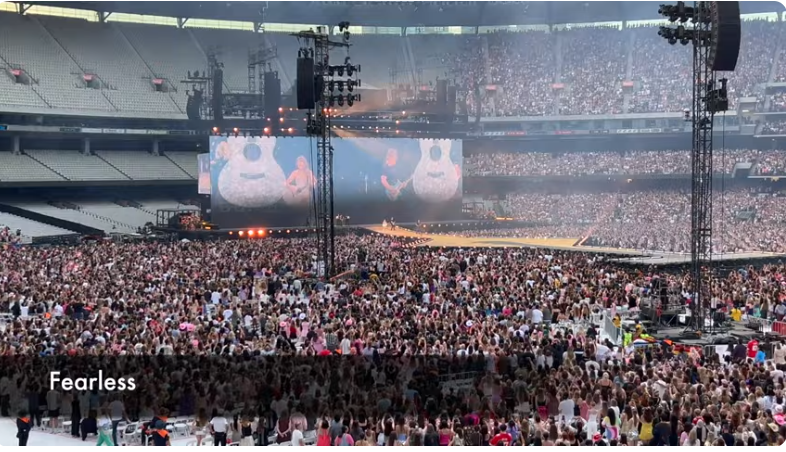 Empty seats at Taylor Swift's "Eras Tour" in Melbourne Australia, from a video dated February 18, 2024 | Source: Youtube/@elvinallen8196