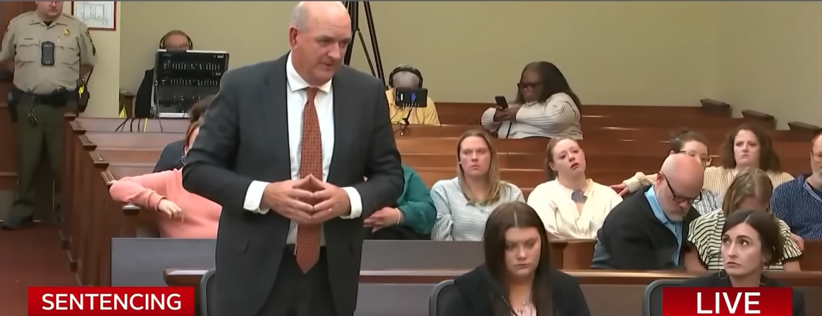 Defense attorney, W. T. Gamble III disagreeing with the outlines of the state prosecutor, as seen from a video post dated December 5, 2025. | Source: YouTube/COURTTV