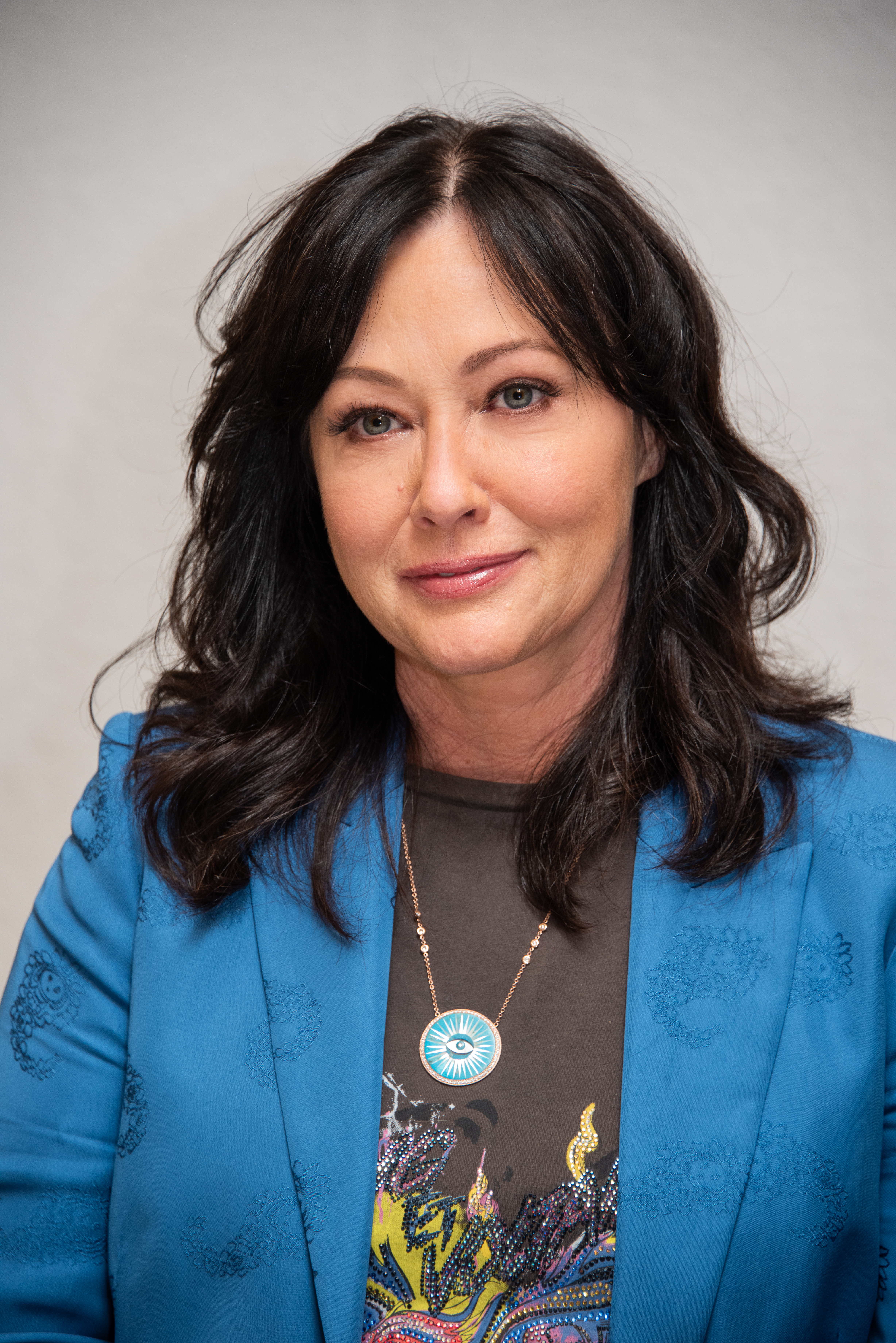 Shannen Doherty at the "BH90210" Press Conference, hosted at the Four Seasons Hotel in Beverly Hills, California, on August 08, 2019 | Source: Getty Images