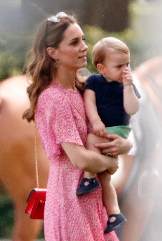 Kate Middleton and Prince Louis attend the King Power Royal Charity Polo Match at Billingbear Polo Club on July 10, 2019 in Wokingham, England. | Source: Getty Images