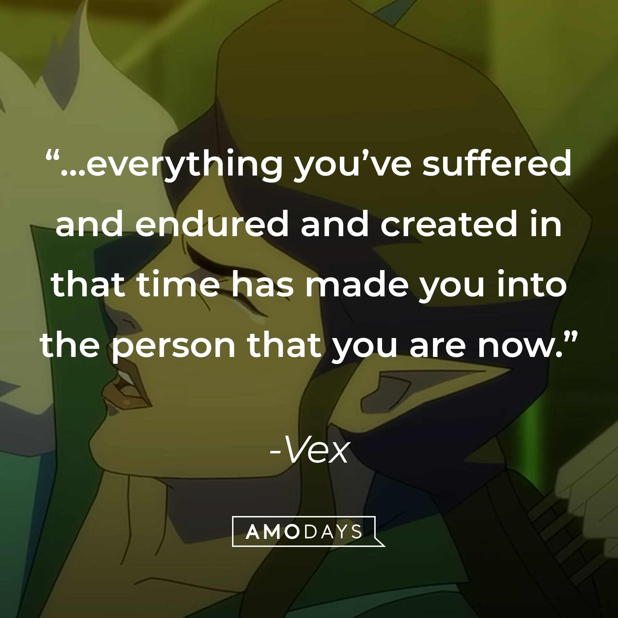 An image of Vex with her quote: “…everything you’ve suffered and endured and created in that time has made you into the person that you are now.” |  Source: youtube.com/PrimeVide