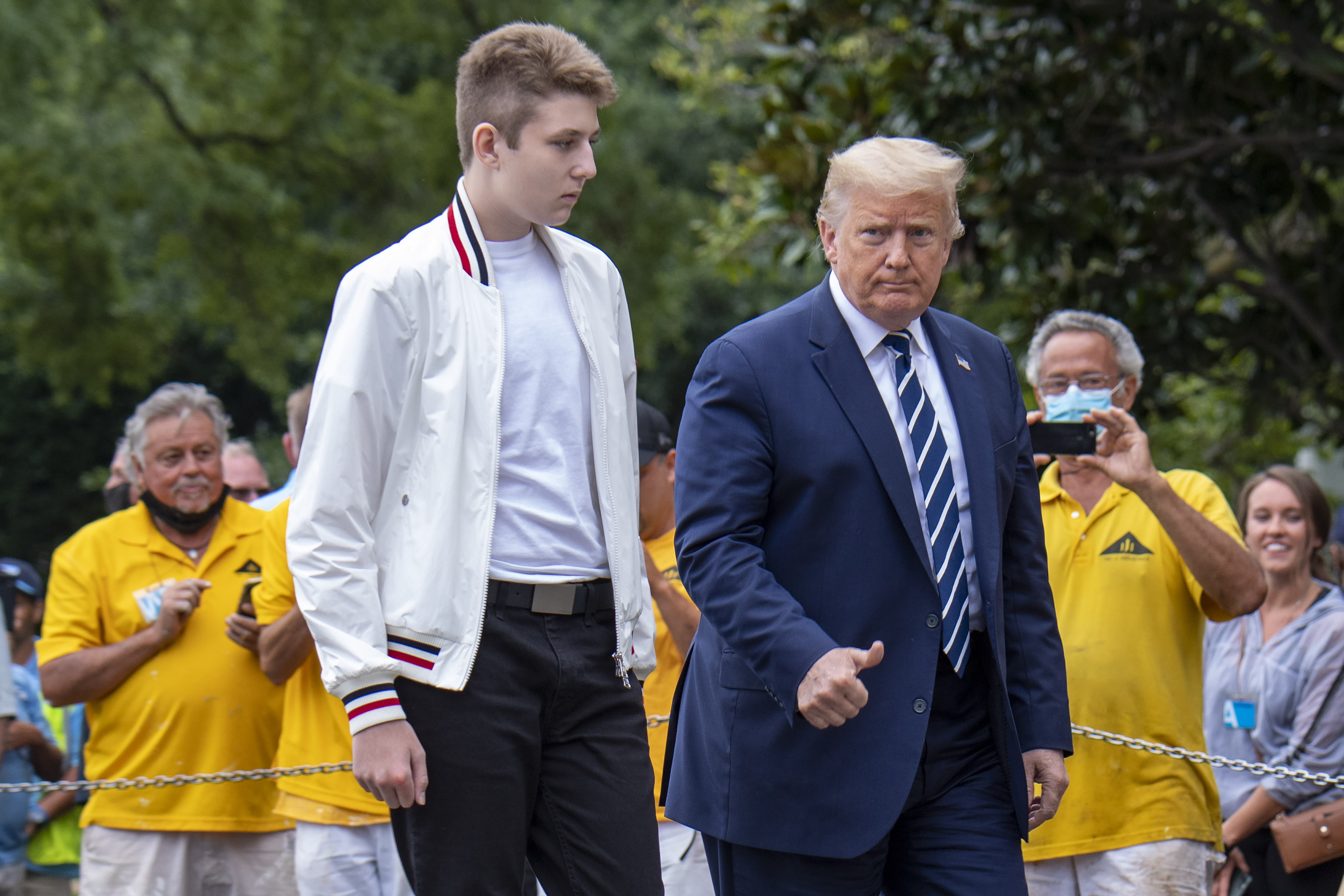 Barron and Donald Trump spotted on August 16, 2020, in Washington. | Source: Getty Images