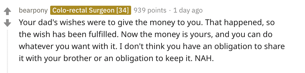A Redditor's comment on user's post. | Source: Reddit